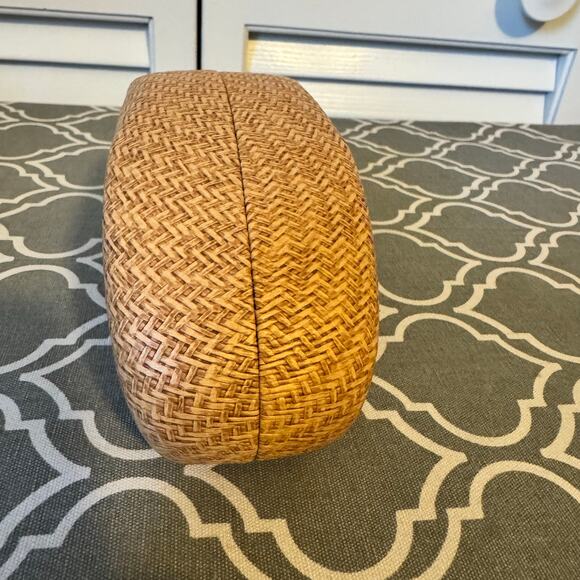 Maui Jim woven faux bamboo sunglasses hard shell clamshell case Unisex Brown - Picture 6 of 9